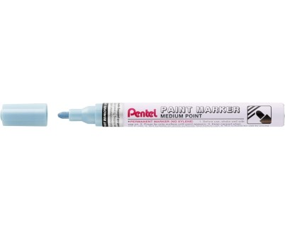 Pentel Paint Marker Marcador de Pintura - Punta Media 4.5mm - Permanente en todas las Superficies - Resistente a Luz y Agua - Cuerpo de Aluminio - Color Azul Claro Perla