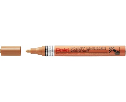 Pentel Paint Marker Marcador de Pintura - Punta Media 4.5mm - Permanente en todas las Superficies - Resistente a Luz y Agua - Cuerpo de Aluminio - Color Bronce