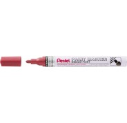 Pentel Paint Marker Marcador de Pintura - Punta Media 4.5mm - Permanente en todas las Superficies - Resistente a Luz y Agua - Cuerpo de Aluminio - Color Rojo Perla