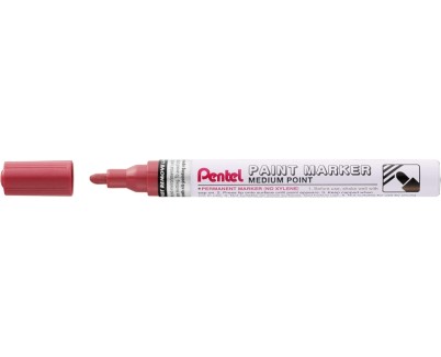 Pentel Paint Marker Marcador de Pintura - Punta Media 4.5mm - Permanente en todas las Superficies - Resistente a Luz y Agua - Cuerpo de Aluminio - Color Rojo Perla