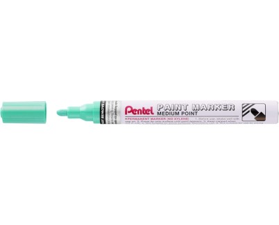 Pentel Paint Marker Marcador de Pintura - Punta Media 4.5mm - Permanente en todas las Superficies - Resistente a Luz y Agua - Cuerpo de Aluminio - Color Verde Perla