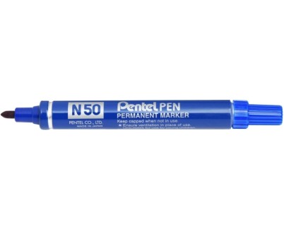 Pentel Pen N50 Rotulador Permanente - Punta de 4.3mm - Resistente a Agua y Luz - Color Azul