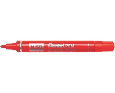 Pentel Pen N50 Rotulador Permanente - Punta de 4.3mm - Resistente a Agua y Luz - Color Rojo