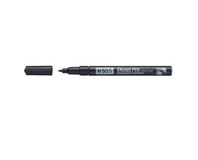 Pentel Pen N50S Rotulador Permanente - Punta Fina 3.18mm - Resistente a Agua y Luz - Color Negro