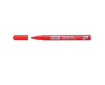 Pentel Pen N50S Rotulador Permanente - Punta Fina 3.18mm - Resistente a Agua y Luz - Color Rojo