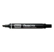 Pentel Pen N60 Rotulador Permanente - Punta Biselada Resistente y Duradera - Resistente a Agua y Luz - Color Negro