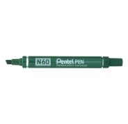 Pentel Pen N60 Rotulador Permanente - Punta Biselada Resistente y Duradera - Resistente a Agua y Luz - Color Verde