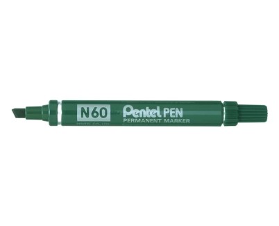 Pentel Pen N60 Rotulador Permanente - Punta Biselada Resistente y Duradera - Resistente a Agua y Luz - Color Verde