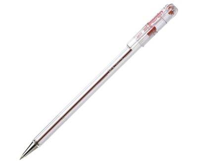 Pentel SuperB Boligrafo de Bola - Punta Fina 0.7mm - Trazo 0.35mm - Tinta con Base de Aceite - Color Rojo