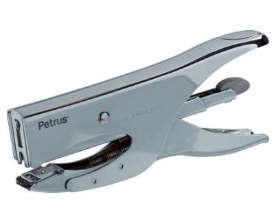 Petrus 222 Grapadora de Tenaza - Hasta 40 Hojas - Grapado Cerrado y Abierto - Diseño Ergonomico - Color Cromado