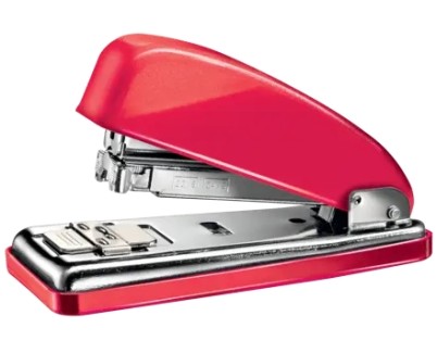 Petrus 226 WOW Grapadora Metalica + Caja de 200 Grapas - Hasta 30 Hojas - Grapado Cerrado, Abierto y Clavado - Color Rojo Metalizado