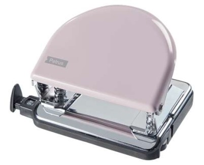 Petrus 52 Retro Taladro Perforador Metalico - Hasta 20 Hojas - Marcas de Formato - Facil Vaciado - Punzones 5.5mm - Color Strawberry Cream