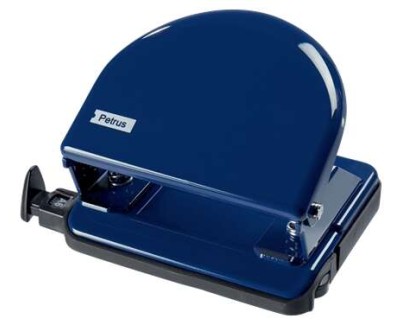 Petrus 52 Taladro Perforador Clasico Metalico - Hasta 20 Hojas - Marcas de Formato - Facil Vaciado - Punzones 5.5mm - Color Azul