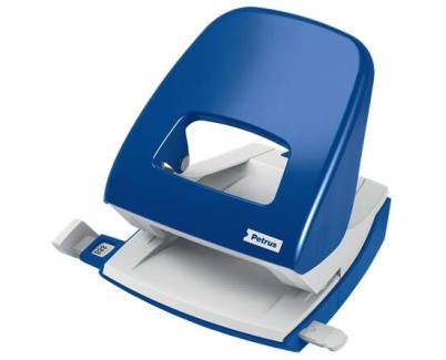 Petrus 62 Taladro Metalico - Hasta 30 Hojas - Marcas de Formato - Facil Vaciado - Punzones 5.5mm - Color Azul