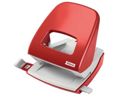 Petrus 62 WOW Taladro Metalico - Hasta 30 Hojas - Marcas de Formato - Facil Vaciado - Punzones 5.5mm - Color Rojo