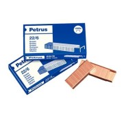 Petrus Caja de 1.000 Grapas 22/6 Cobreadas - Hasta 30 Hojas - Patilla de 6mm