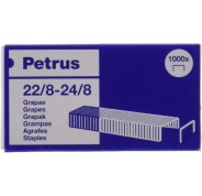 Petrus Caja de 1000 Grapas 22/8-24/8 Cobreadas - Hasta 40 Hojas - Patilla de 8mm