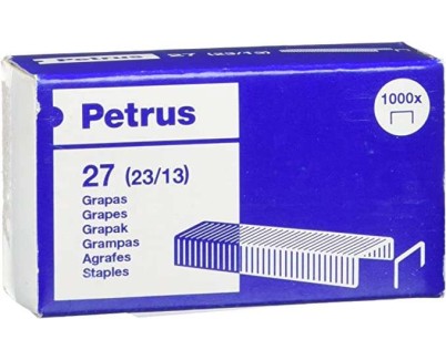 Petrus Caja de 1000 Grapas 23/13 Cobreadas - Hasta 100 Hojas - Patilla de 13mm