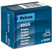 Petrus Caja de 5000 Grapas 530/8 Cobreadas para Clavadora - Patilla de 8mm