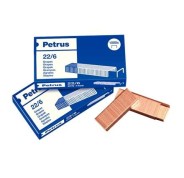 Petrus Pack de 4 Cajas de 1000 Grapas 22/6 Cobreadas - Hasta 30 Hojas - Patilla de 6mm