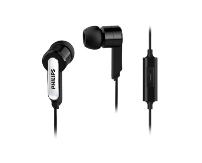 Philips Auriculares Intraurales - Cable de 1.2m - Jack 3.5mm - Microfono Integrado - 3 Pares de Almohadillas de Silicona - Aislamiento Pasivo del Ruido - Color Negro