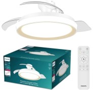 Philips Bliss DC Fan Ceiling Ventilador de Techo con Luz LED Hasta 6500K - Aspas Retractiles - 35W Ventilador + 28W Luz - Mando a Distancia - Color Blanco/Dorado