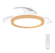 Philips Bliss DC Fan Ceiling Ventilador de Techo con Luz LED Hasta 6500K - Aspas Retractiles - 35W Ventilador + 28W Luz - Mando a Distancia - Color Blanco/Madera