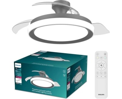 Philips Bliss DC Fan Ceiling Ventilador de Techo con Luz LED Hasta 6500K - Aspas Retractiles - 35W Ventilador + 28W Luz - Mando a Distancia - Color Negro