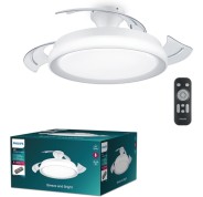 Philips Bliss DC Fan Ceiling Ventilador de Techo con Luz LED Hasta 6500K - Aspas Retractiles - 35W Ventilador + 28W Luz - Sparkle -  Mando a Distancia - Color Blanco