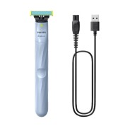 Philips OneBlade 1st Shave QP1324/20 Afeitadora Hibrida Facial - Tecnologia OneBlade con Cuchilla Antifriccion y Puntas Redondeadas - Uso en Seco y Mojado 100% Impermeable