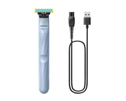 Philips OneBlade 1st Shave QP1324/20 Afeitadora Hibrida Facial - Tecnologia OneBlade con Cuchilla Antifriccion y Puntas Redondeadas - Uso en Seco y Mojado 100% Impermeable
