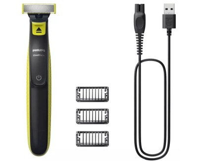 Philips OneBlade 360 QP2724 Recortadora Facial Inalambrica - Cuchilla 360 Flexible para Seguir los Contornos - Peine Guia Ajustable 5 en 1 - Tecnologia OneBlade 12000 Mov/min - Uso en Seco y Mojado - Autonomia 45min