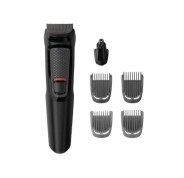 Philips Serie 3000 Recortadora de Barba Inalambrica - Incluye Accesorios - Recargable - Cuchillas Autoafilables de Acero - Incluye Peines Guia - Ergonomico - Color Negro