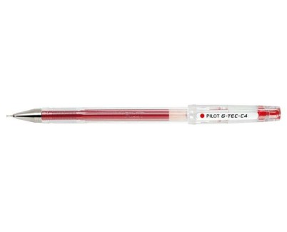 Pilot Boligrafo de Gel G-Tec C4 - Extra Fino - Recargable - Punta de Bola 0.4mm - Trazo 0.2mm - Color Rojo