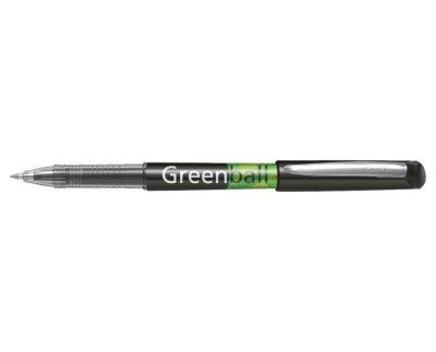 Pilot Boligrafo de Tinta Liquida Greenball - Recargable - Fabricado con Plastico Reciclado - Punta Media 0.7mm - Trazo 0.35mm - Color Negro