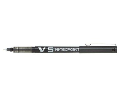 Pilot Boligrafo de tinta liquida V5 HI-Tecpoint Rollerball - Punta fina de aguja 0.5mm - Trazo 0.3mm - Color Negro