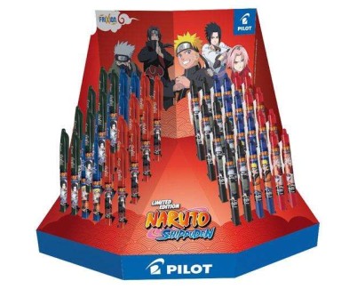 Pilot Naruto Expositor de 24 Boligrafos Frixion Clicker + 24 Boligrafos Frixion Ball - Borrables - Recargables - Colores Surtidos