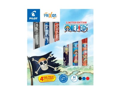 Pilot One Piece Caja Coleccionista con 3 Boligrafos Frixion Ball + 3 Boligrafos Frixion Ball Plus + 4 Stickers de Regalo - Borrables - Recargables - Colores Surtidos