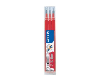 Pilot Pack de 3 Recambios para Frixion Ball / Frixion Clicker - Tinta Gel Borrable - Punta de Bola 0.7mm - Trazo 0.4mm - Color Rojo