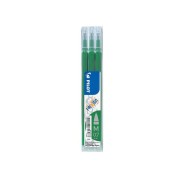 Pilot Pack de 3 Recambios para Frixion Ball / Frixion Clicker - Tinta Gel Borrable - Punta de Bola 0.7mm - Trazo 0.4mm - Color Verde