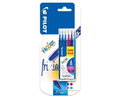Pilot Pack de 6 Recambios para Frixion Ball y Frixion Clicker - Punta de Bola Redonda 0.7mm - Trazo 0.4mm - Colores: 3x Azul, 1x Azul Claro, 1x Violeta y 1x Rosa