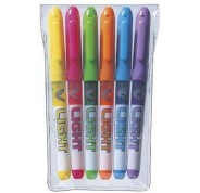 Pilot Pack de 6 Rotuladores Marcadores V-Light - Punta Biselada 3.60mm - Trazo de 3.30mm - Colores Surtidos