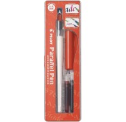 Pilot Pack de Pluma Estilografica Parallel Pen 1.5mm - Punta de Acero - Trazo de 1.5mm - 2 Recargas - Color Negro/Rojo