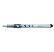 Pilot Pluma Estilografica V-Pen Desechable Tinta Liquida - Punta de Acero - Trazo de 0.5mm - Color Negro