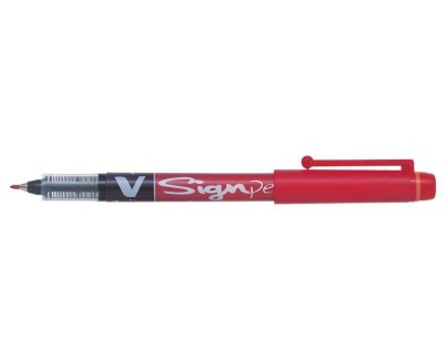 Pilot Rotulador de Punta Fina V-Sign Pen - Punta Fina de 2mm - Trazo de 0.6mm - Color Rojo