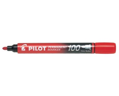 Pilot Rotulador Permanente 100 - Punta de Bala 4,5mm - Trazo 1mm - Color Rojo