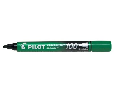 Pilot Rotulador Permanente 100 - Punta Fina de Bala 4,5mm - Trazo 1mm - Color Verde