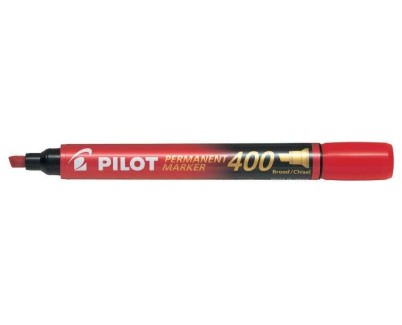 Pilot Rotulador Permanente 400 - Punta Biselada 4,5mm - Trazo 4mm - Color Rojo