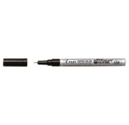 Pilot Super Color Rotulador Permanente Fino - Punta de 1mm de Poliacetal - Tinta muy Densa y Opaca - Cuerpo Metalico - Color Plata