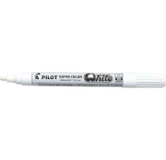 Pilot Super Color Rotulador Permanente Medio - Punta de 4,5mm de Poliacetal - Tinta muy Densa y Opaca - Cuerpo Metalico - Color Blanco